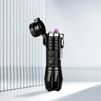 Rechargeable Flashlight with Dual Arc Lighter