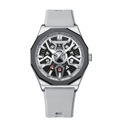 Luxury Skeleton Quartz Wristwatch with Calendar Function