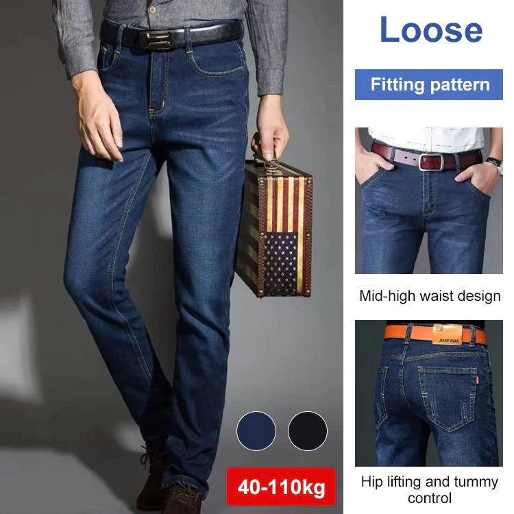 Pantalones rectos vaqueros elásticos para hombre-1