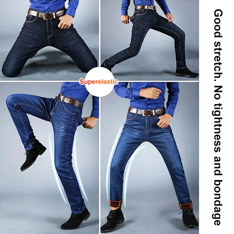 Pantalones rectos vaqueros elásticos para hombre-3