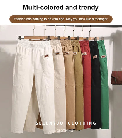 🎁Pantalones de algodón elástico de la cintura para mujeres