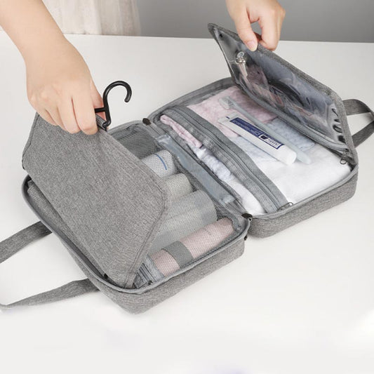 Bolsa de cosméticos de viaje plegable, resistente al agua, con separación de ropa seca y húmeda, regalo Ideal