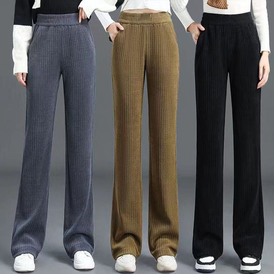 Pantalones versátiles y sencillos con cintura elástica y pantalones holgados para mujer.